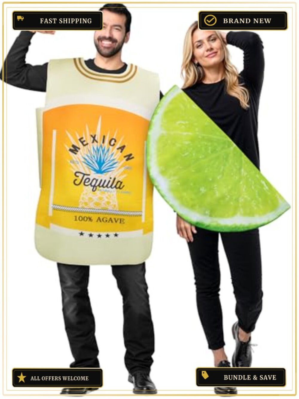 Tequila Lime Couples Halloween Costume Adults Funny Matching Polyester
